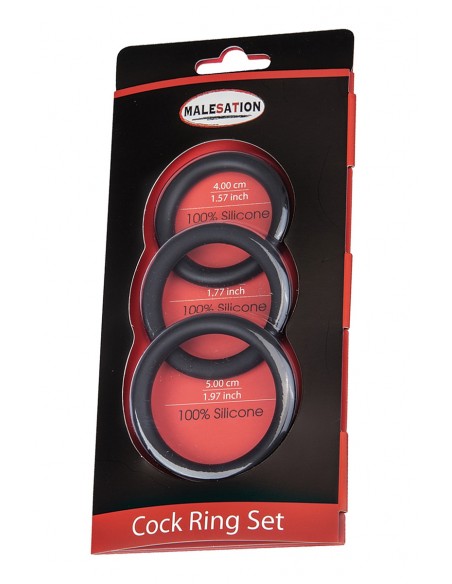  Set 3 CockRings silicone - Malesation - Men Avenue - SexShop Gay