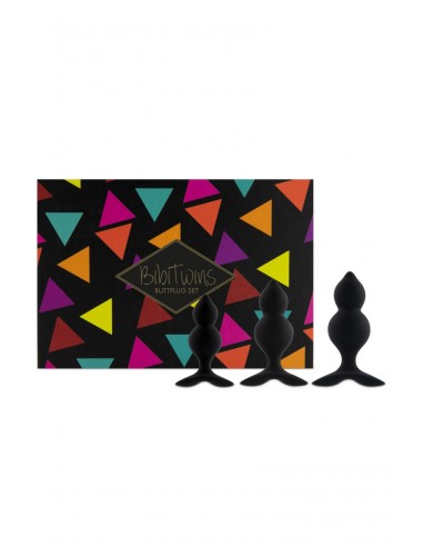  Coffret 3 plugs anal Bibi Twin - noir - Men Avenue - SexShop Gay