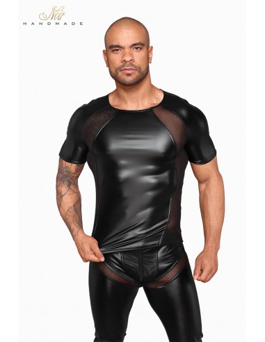  T-shirt wetlook et filet H056 - Men Avenue - SexShop Gay