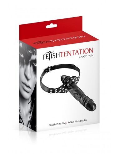  Bâillon double gode black - Fetish Tentation - Men Avenue - SexShop Gay