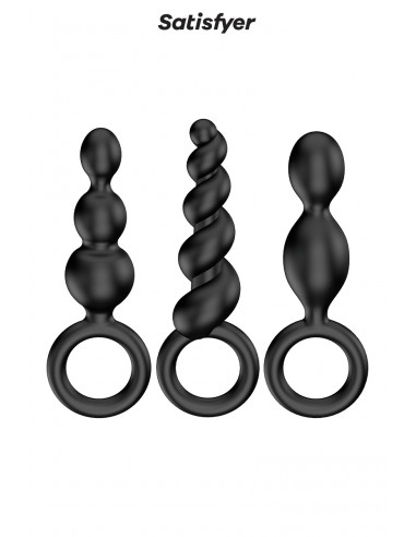  Set de 3 plugs noirs Booty Call - Satisfyer - Men Avenue - SexShop Gay