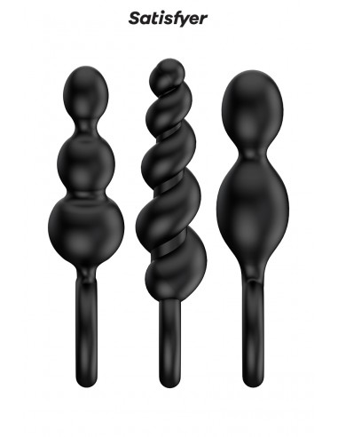  Set de 3 plugs noirs Booty Call - Satisfyer - Men Avenue - SexShop Gay
