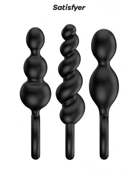  Set de 3 plugs noirs Booty Call - Satisfyer - Men Avenue - SexShop Gay
