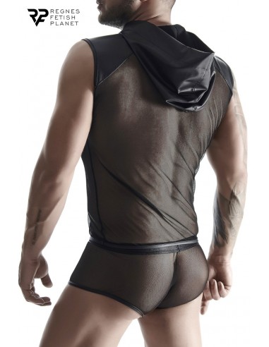  T-shirt à capuche wetlook et mesh - Regnes - Men Avenue - SexShop Gay