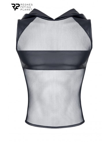  T-shirt à capuche wetlook et mesh - Regnes - Men Avenue - SexShop Gay