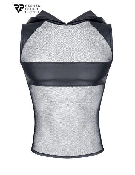  T-shirt à capuche wetlook et mesh - Regnes - Men Avenue - SexShop Gay