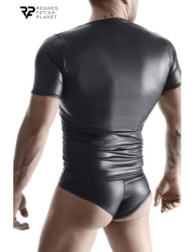  T-shirt wetlook noir - Regnes - Men Avenue - SexShop Gay