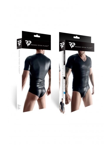  T-shirt wetlook noir - Regnes - Men Avenue - SexShop Gay