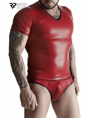  T-shirt wetlook rouge - Regnes - Men Avenue - SexShop Gay