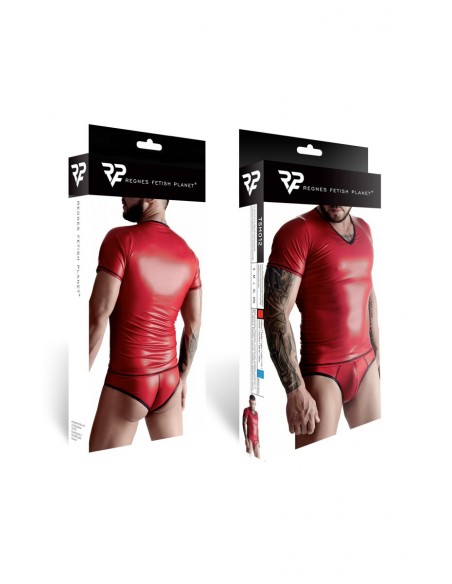  T-shirt wetlook rouge - Regnes - Men Avenue - SexShop Gay