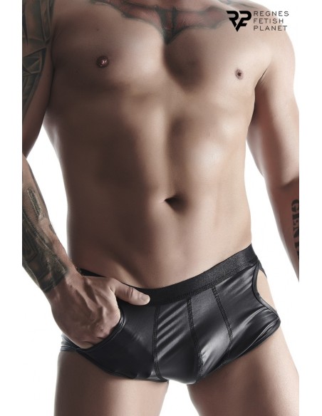  Shorty ouvert noir wetlook - Regnes - Men Avenue - SexShop Gay