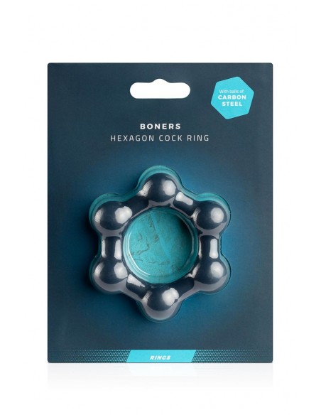  Cockring Hexagonal avec billes en acier - Boners - Men Avenue - SexShop Gay