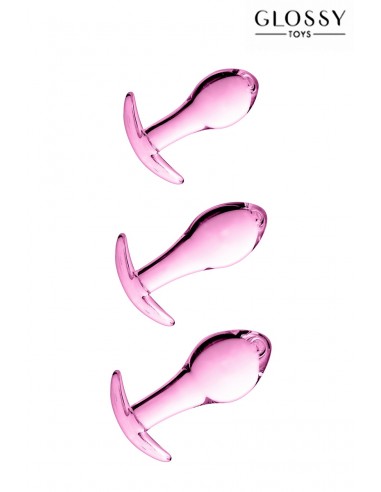  Set 3 plugs anal en verre Glossy Toys n° 17 Pink - Men Avenue - SexShop Gay