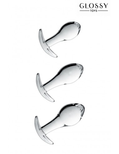  Set 3 plugs anal en verre Glossy Toys n° 17 - Men Avenue - SexShop Gay