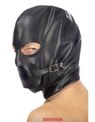  Cagoule BDSM simili cuir avec baillon amovible - Fetish Tentation - Men Avenue - SexShop Gay