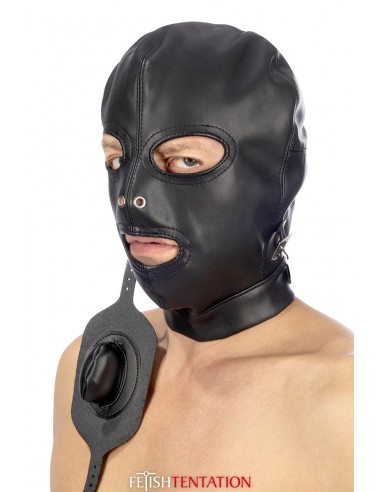  Cagoule BDSM simili cuir avec baillon amovible - Fetish Tentation - Men Avenue - SexShop Gay