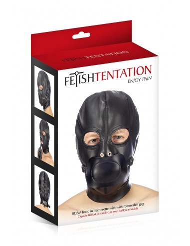  Cagoule BDSM simili cuir avec baillon amovible - Fetish Tentation - Men Avenue - SexShop Gay