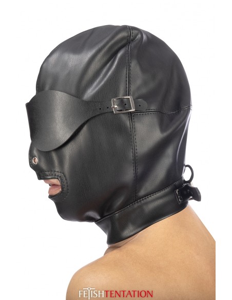  Cagoule simili cuir avec bandeau amovible - Fetish Tentation - Men Avenue - SexShop Gay