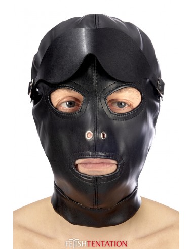  Cagoule simili cuir avec bandeau amovible - Fetish Tentation - Men Avenue - SexShop Gay