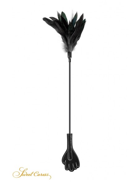  Mini cravache main avec plumes noires - Sweet Caress - Men Avenue - SexShop Gay