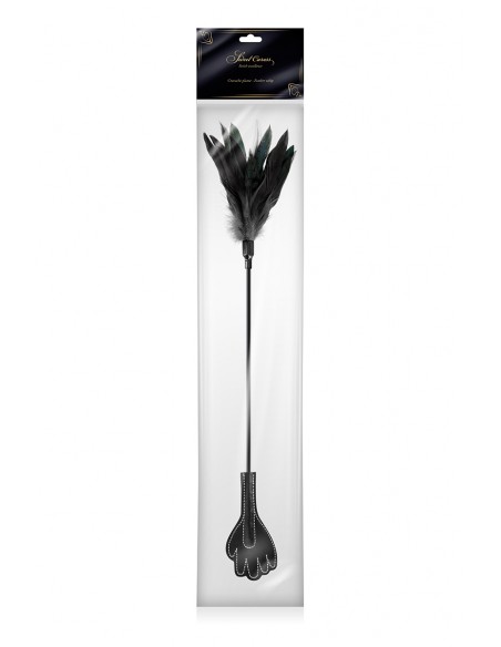  Mini cravache main avec plumes noires - Sweet Caress - Men Avenue - SexShop Gay