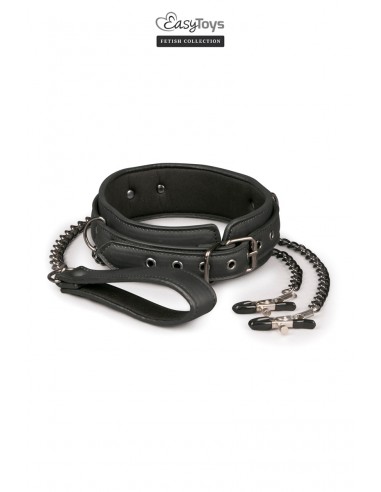  Collier cuir avec chaînes de seins - Easytoys Fetish Collection - Men Avenue - SexShop Gay