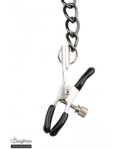  Collier cuir avec chaînes de seins - Easytoys Fetish Collection - Men Avenue - SexShop Gay