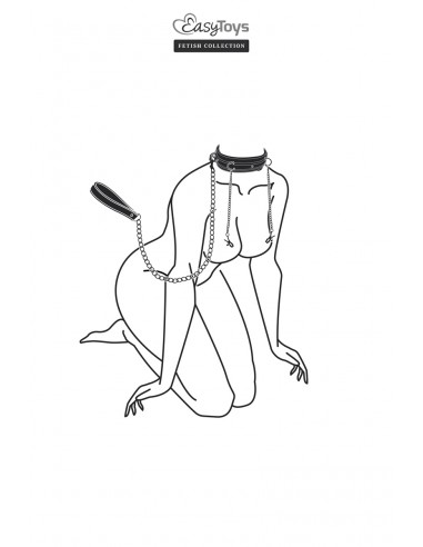  Collier cuir avec chaînes de seins - Easytoys Fetish Collection - Men Avenue - SexShop Gay