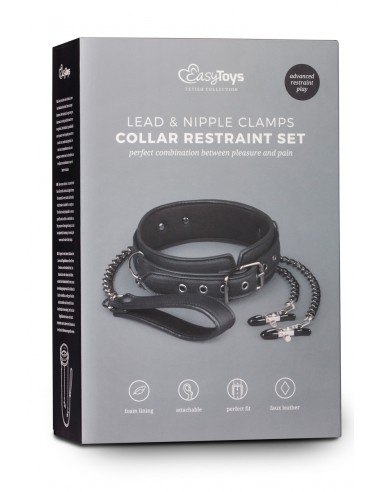 Collier cuir avec chaînes de seins - Easytoys Fetish Collection - Men Avenue - SexShop Gay