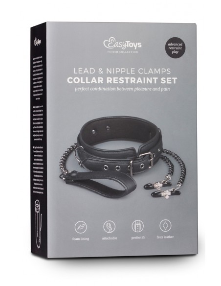  Collier cuir avec chaînes de seins - Easytoys Fetish Collection - Men Avenue - SexShop Gay