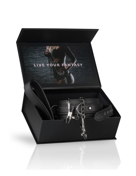  Collier cuir avec chaînes de seins - Easytoys Fetish Collection - Men Avenue - SexShop Gay