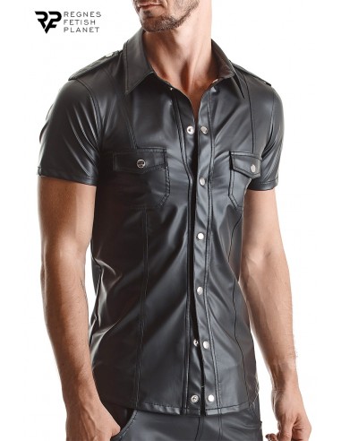  Chemise manches courtes wetlook noire Luca - Regnes - Men Avenue - SexShop Gay