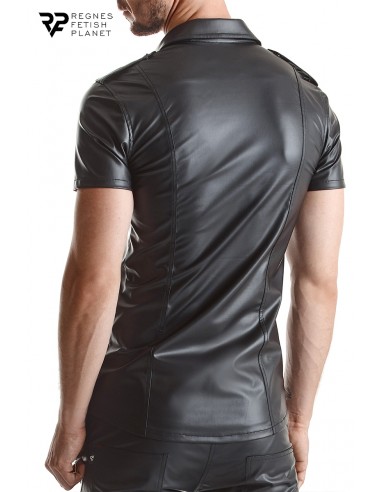  Chemise manches courtes wetlook noire Luca - Regnes - Men Avenue - SexShop Gay