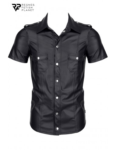  Chemise manches courtes wetlook noire Luca - Regnes - Men Avenue - SexShop Gay