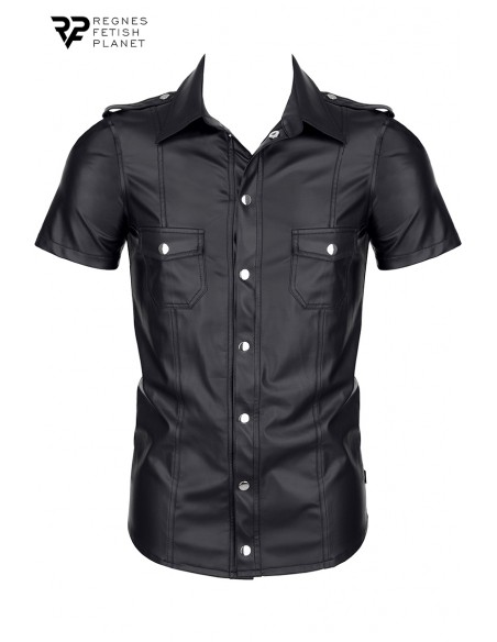  Chemise manches courtes wetlook noire Luca - Regnes - Men Avenue - SexShop Gay