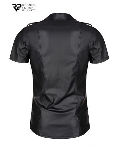  Chemise manches courtes wetlook noire Luca - Regnes - Men Avenue - SexShop Gay