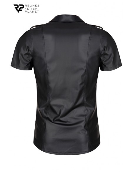  Chemise manches courtes wetlook noire Luca - Regnes - Men Avenue - SexShop Gay