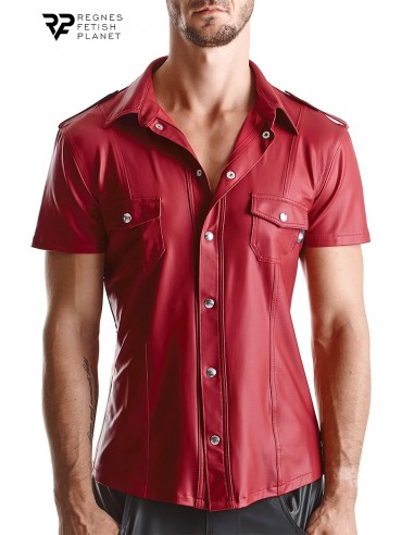  Chemise manches courtes wetlook rouge Carlo - Regnes - Men Avenue - SexShop Gay