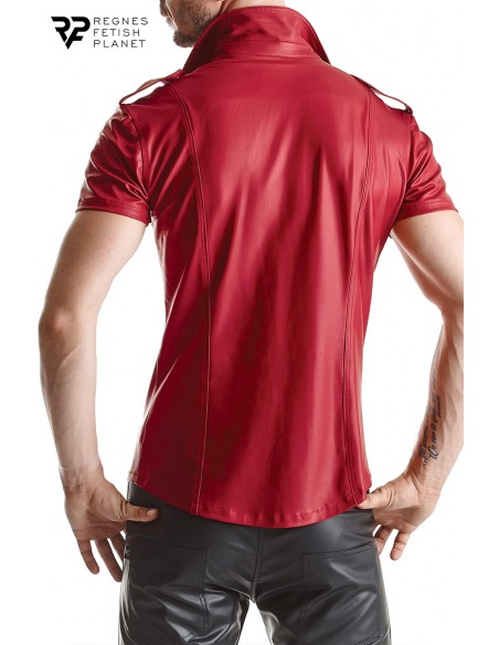  Chemise manches courtes wetlook rouge Carlo - Regnes - Men Avenue - SexShop Gay
