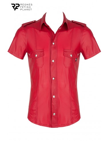  Chemise manches courtes wetlook rouge Carlo - Regnes - Men Avenue - SexShop Gay