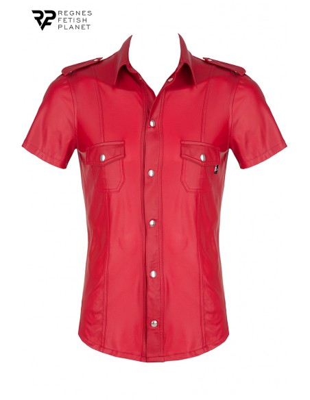  Chemise manches courtes wetlook rouge Carlo - Regnes - Men Avenue - SexShop Gay
