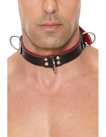  Collier Bondage Deluxe rouge et noir - Ouch! - Men Avenue - SexShop Gay