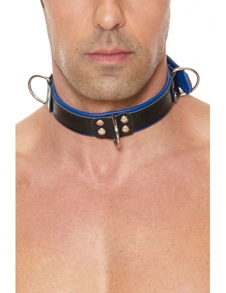  Collier Bondage Deluxe bleu et noir - Ouch! - Men Avenue - SexShop Gay