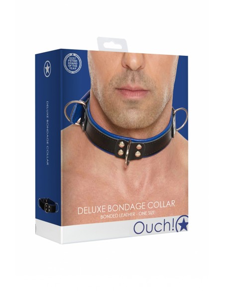  Collier Bondage Deluxe bleu et noir - Ouch! - Men Avenue - SexShop Gay