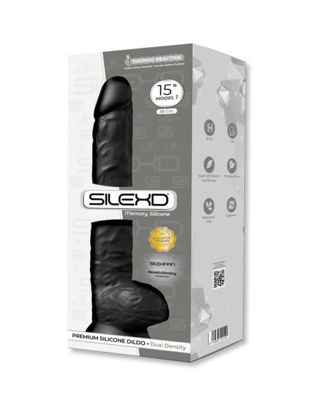  Gode XXL double densité Noir 38 x 7 cm - SilexD - Men Avenue - SexShop Gay