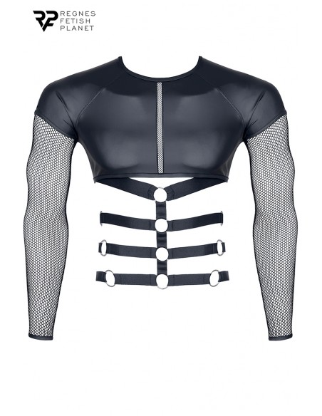  T-shirt harnais wetlook et maille - Regnes - Men Avenue - SexShop Gay