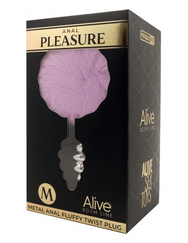  Plug métal Fluffy Twist M mauve - Alive - Men Avenue - SexShop Gay