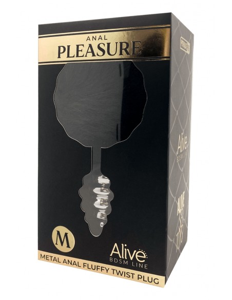  Plug métal Fluffy Twist M noir - Alive - Men Avenue - SexShop Gay
