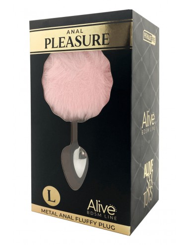  Plug métal Fluffy L rose - Alive - Men Avenue - SexShop Gay