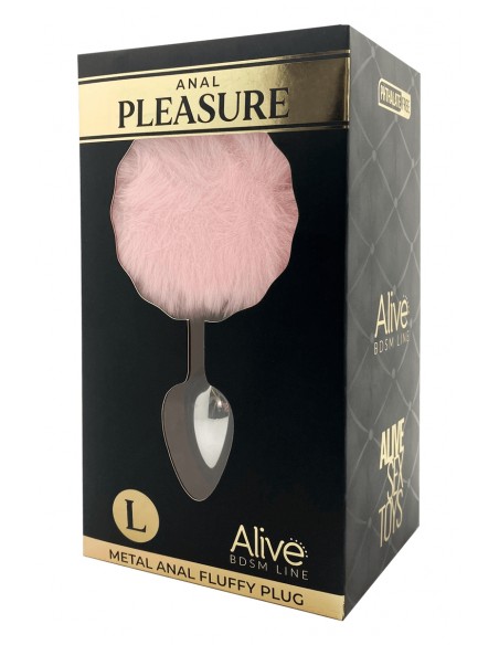  Plug métal Fluffy L rose - Alive - Men Avenue - SexShop Gay